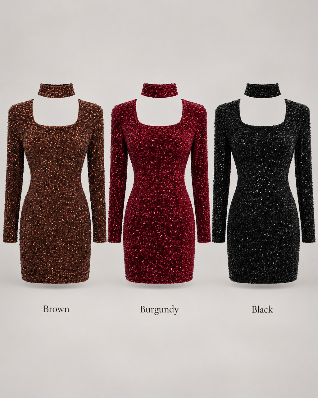 Sequin Choker Mini Dress – colour comparison