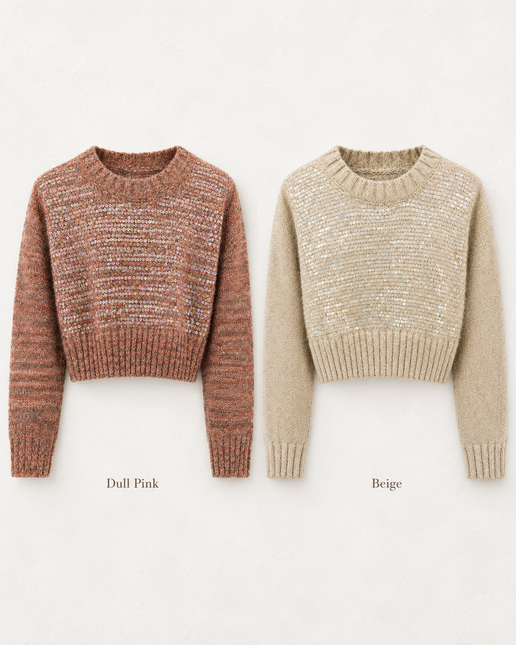 Sequin Embellished Cropped Knit Sweater – colour comparison