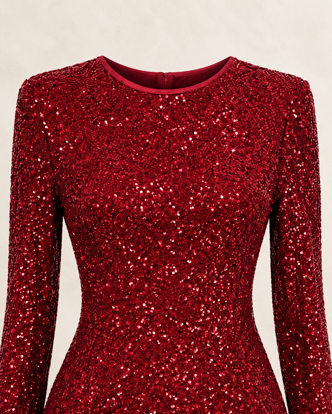 Sequin Ruffle Mini Dress – neckline sequin detail
