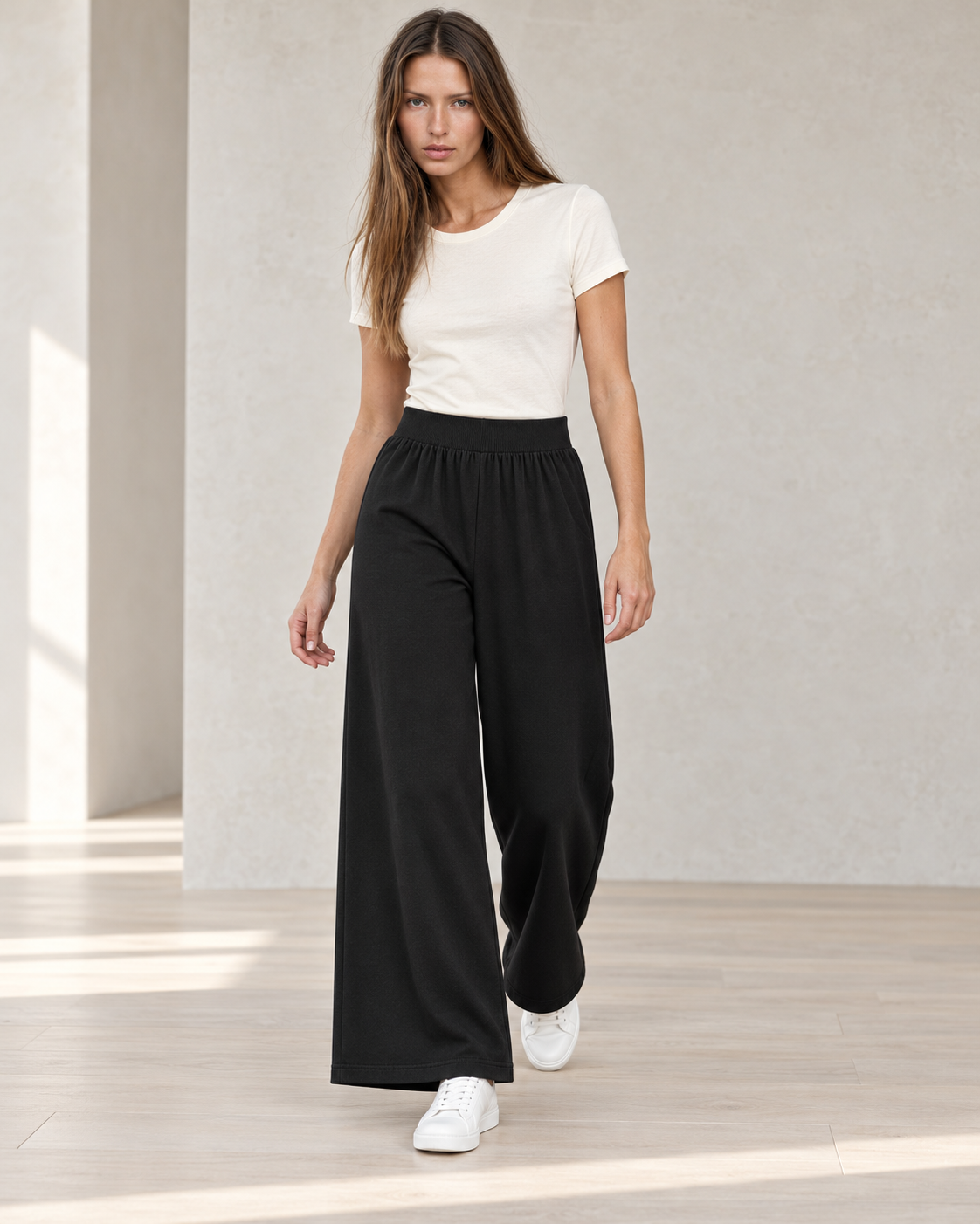 Solid Wide Leg Lowers – model hero
