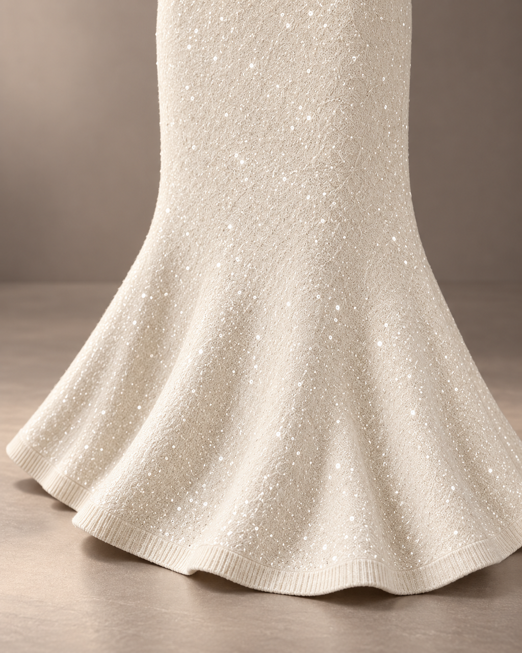 Sparkle Knit Midi Skirt – flared hem detail