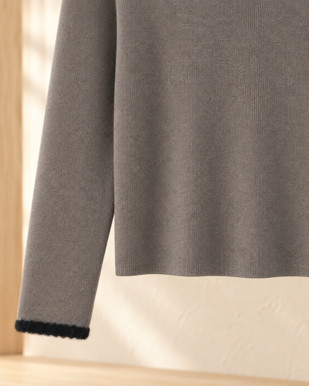 Square Neck Knit Top – cuff hem detail