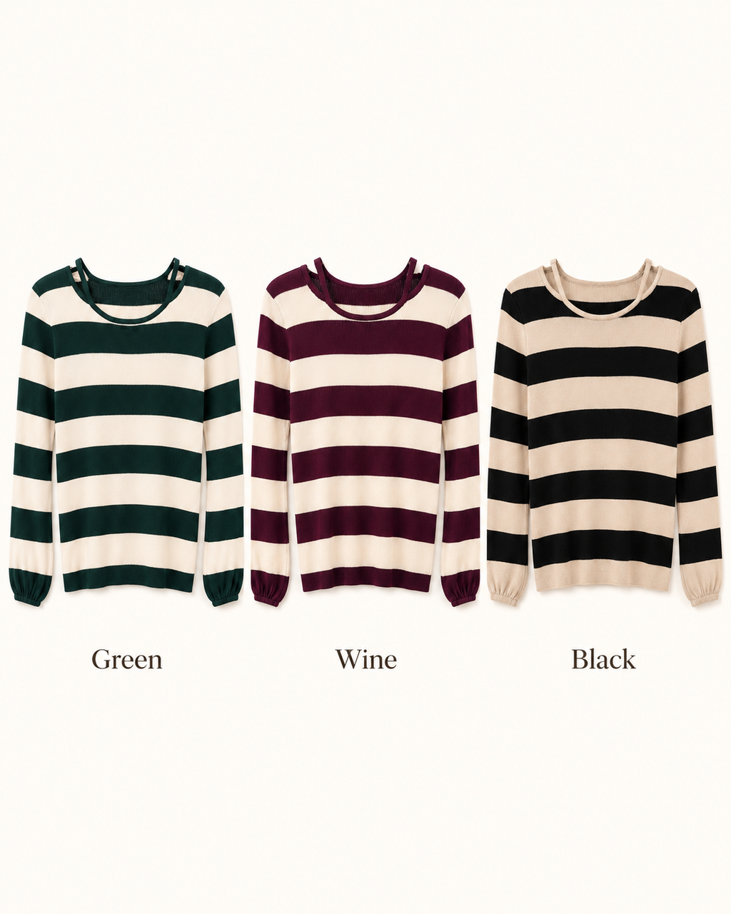 Striped Knit Pullover – colour comparison