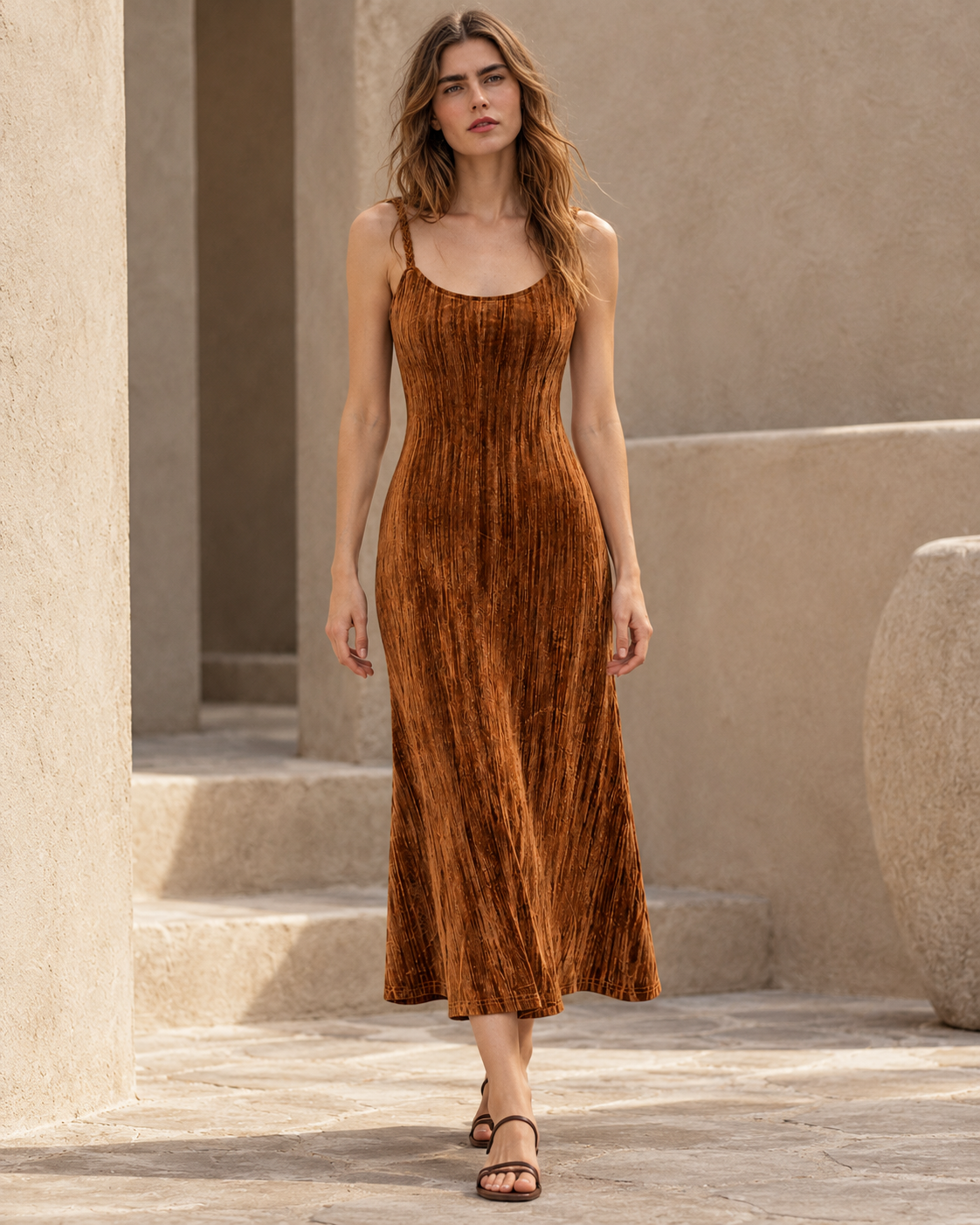 Suede Slip Midi Dress – hero