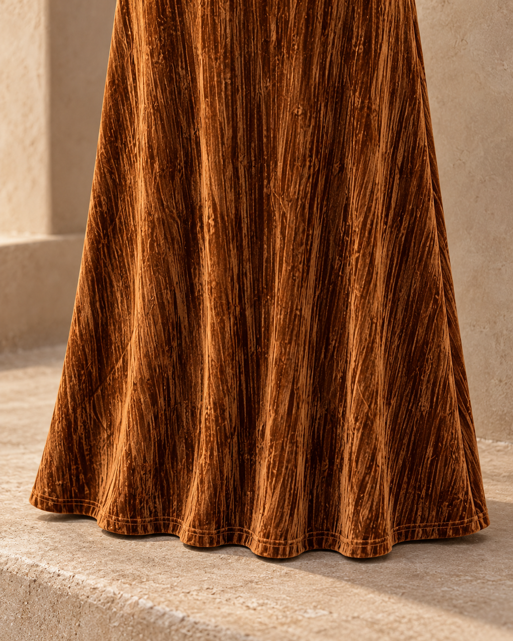 Suede Slip Midi Dress – hem detail