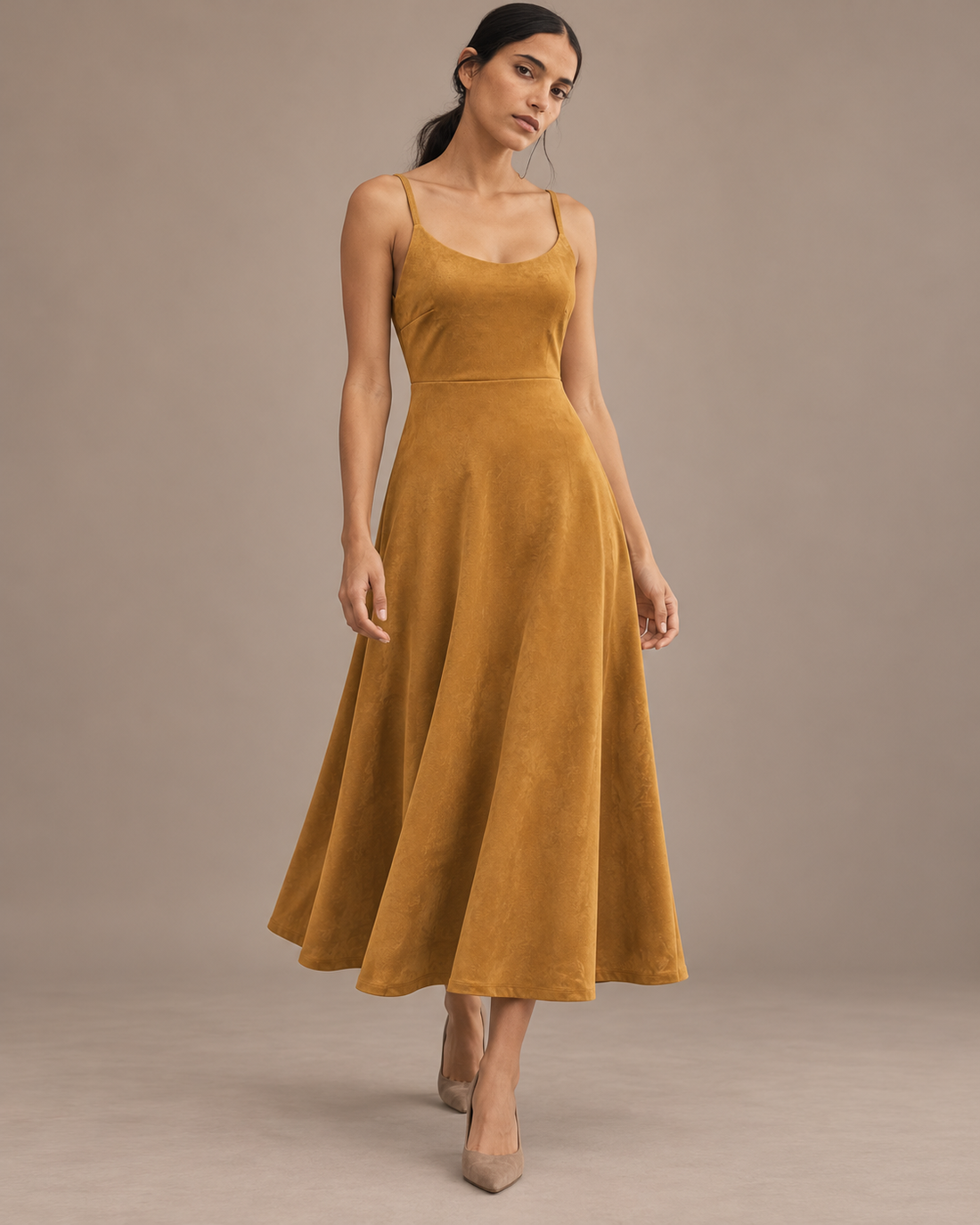 Suede Backless Strap Dress