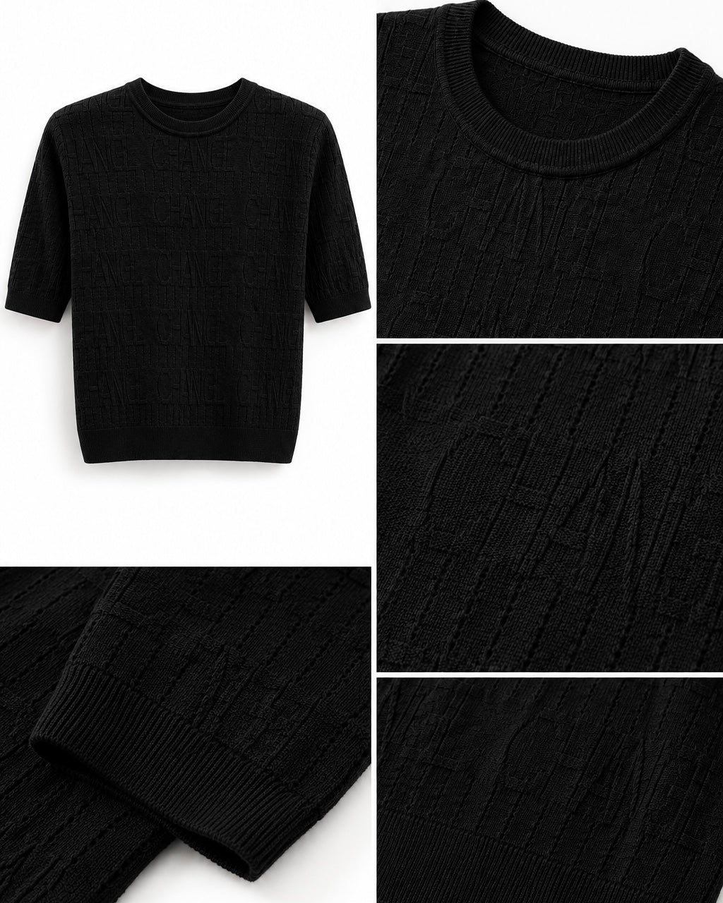 Textured Knit Half Sleeve Top – detail montage