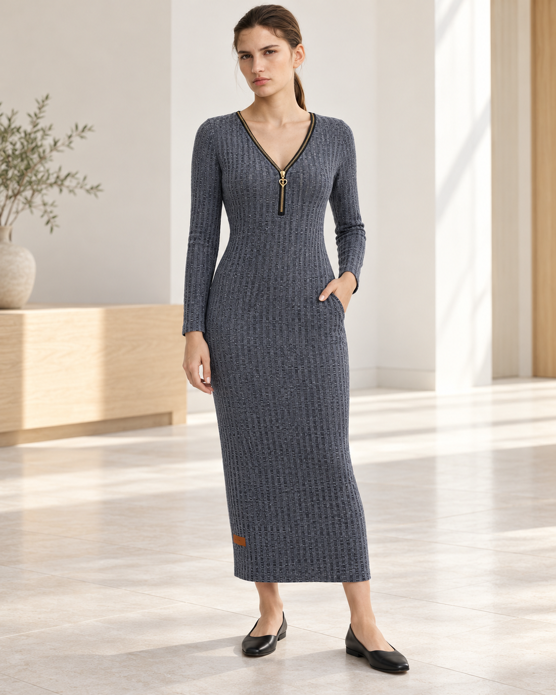 Textured Zip Dress