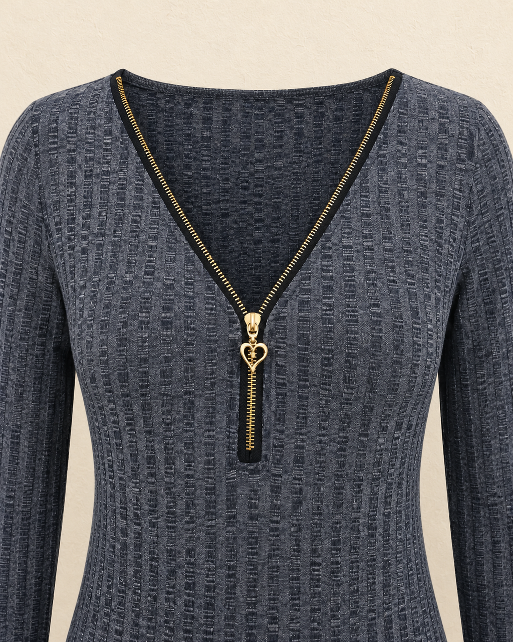 Textured Zip Dress – heart zip detail