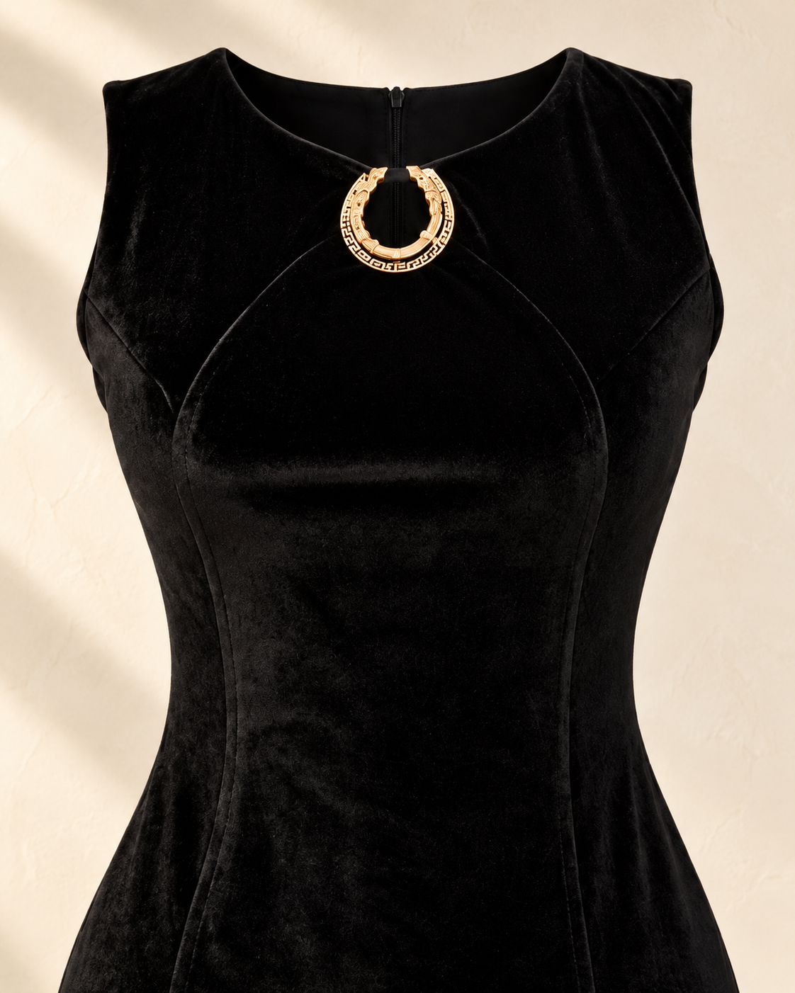 The Noir Ring Dress – neckline detail