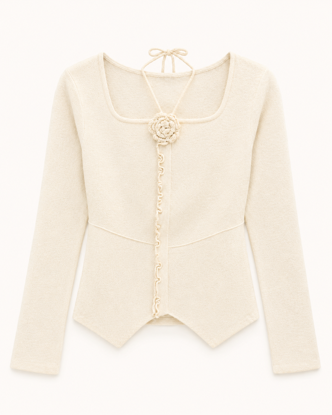 Tie-Back Knit Top – cream