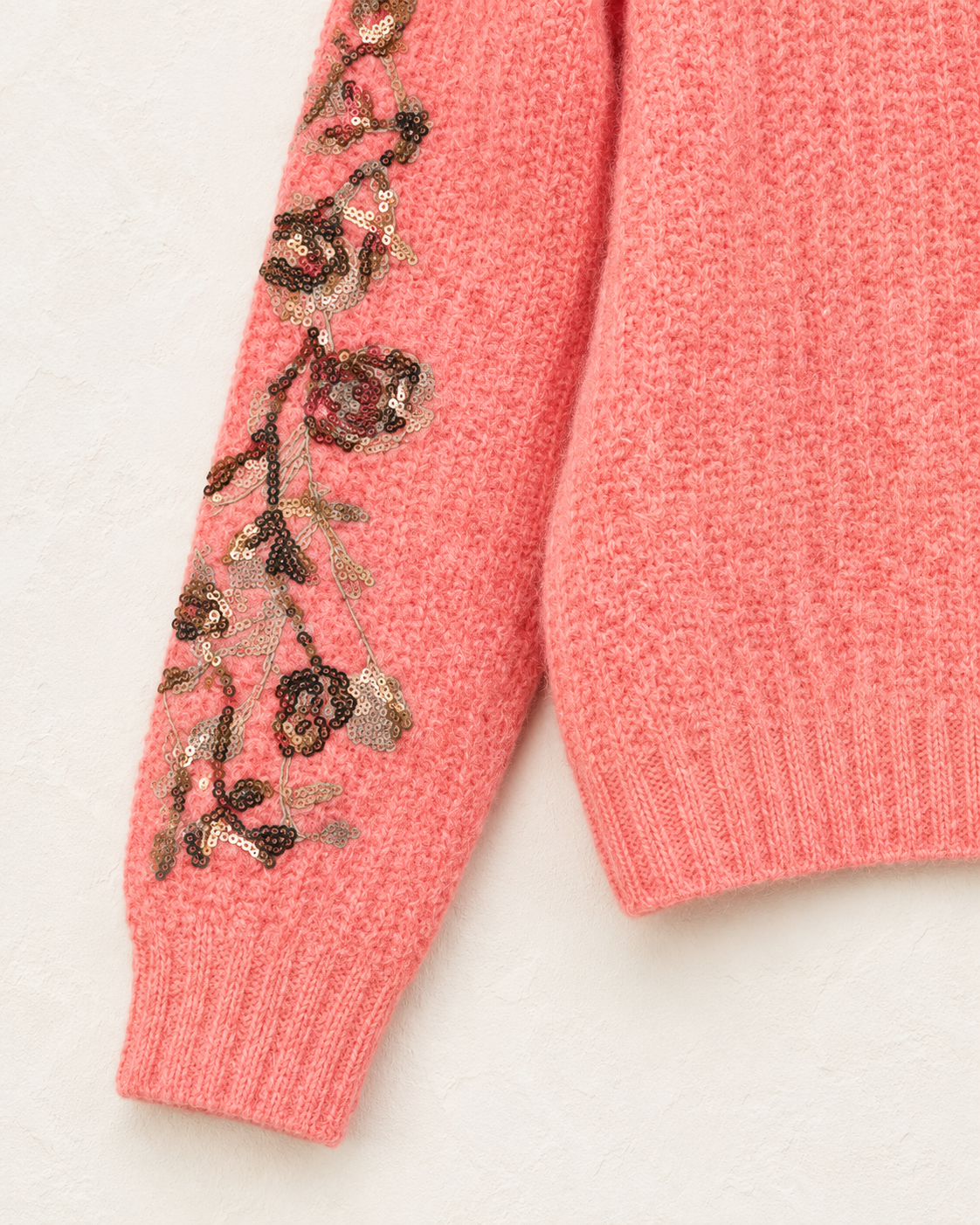 Sequin Floral Knit Sweater – sleeve cuff detail