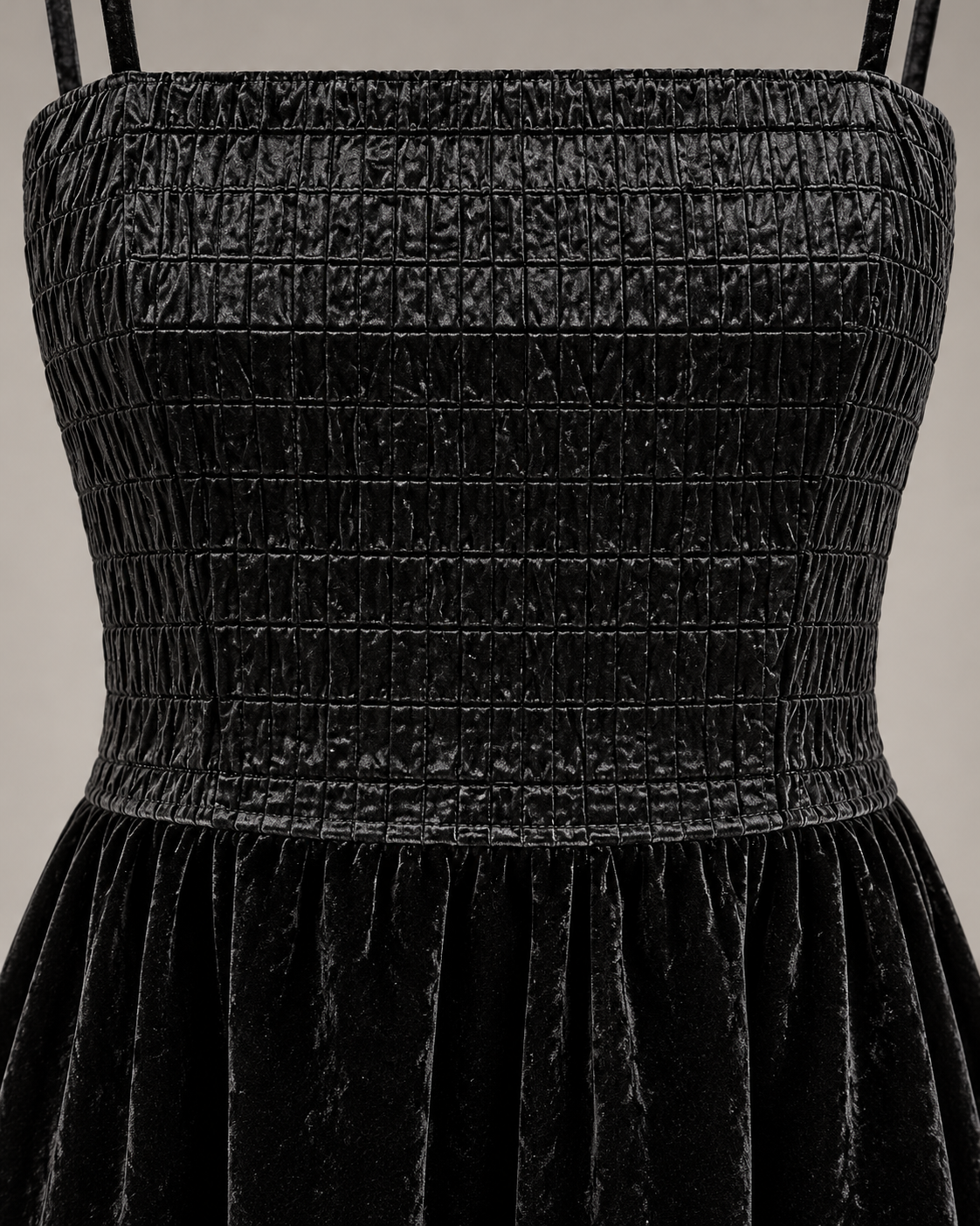 Velvet Fit & Flare Dress – bodice waist detail
