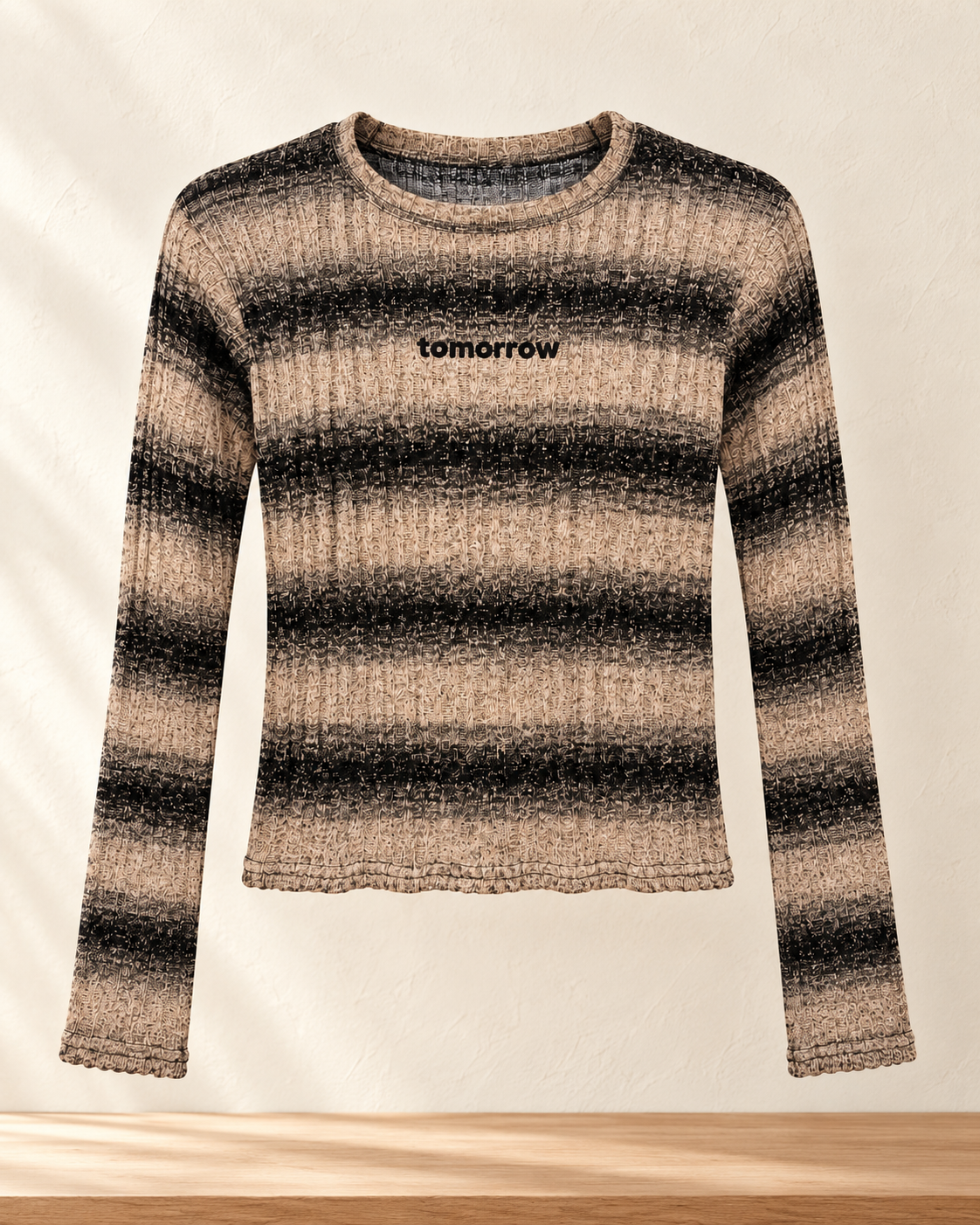 Vintage Fade Rib Top – beige product showcase