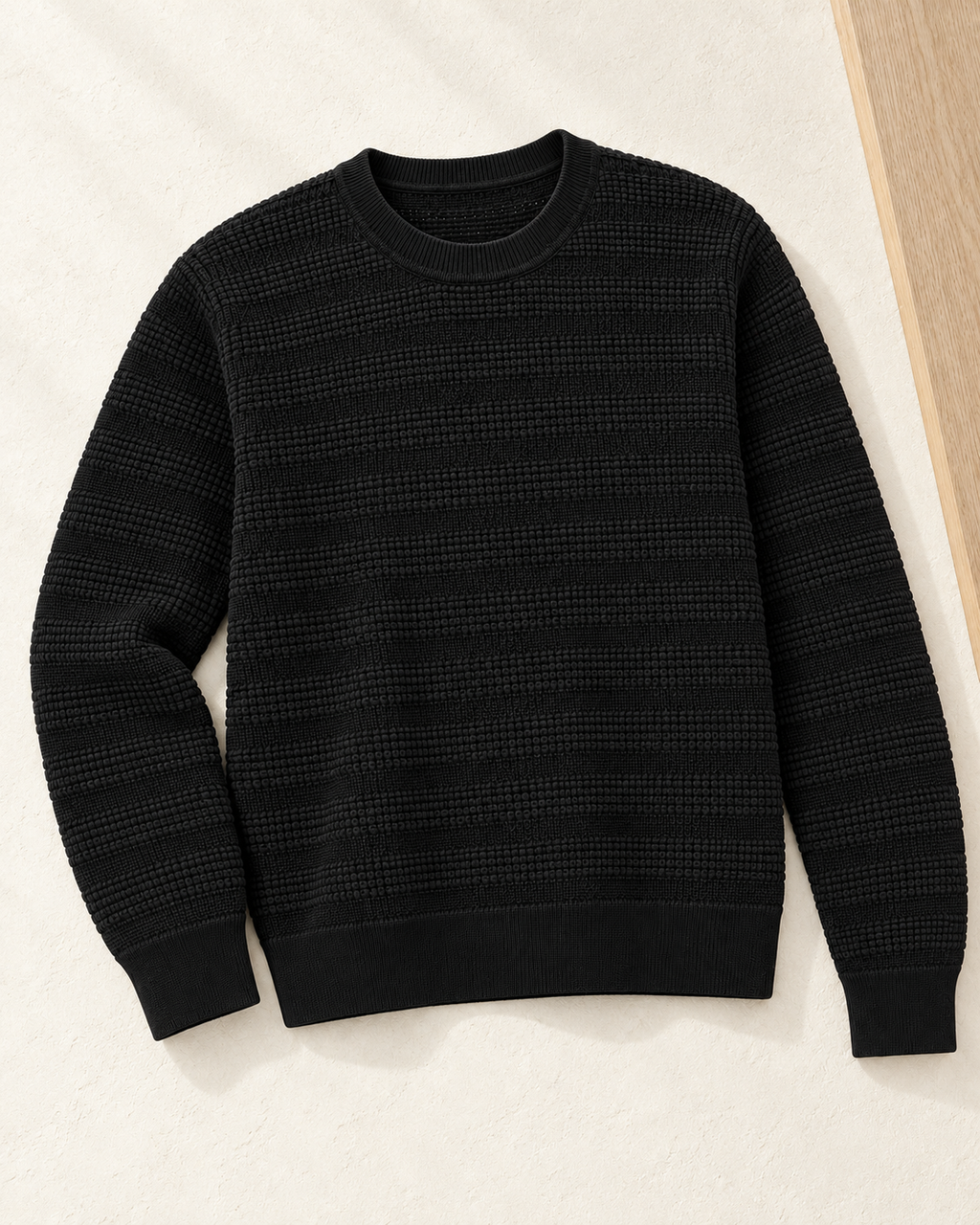 Waffle Texture Knit Sweater – single colour flatlay