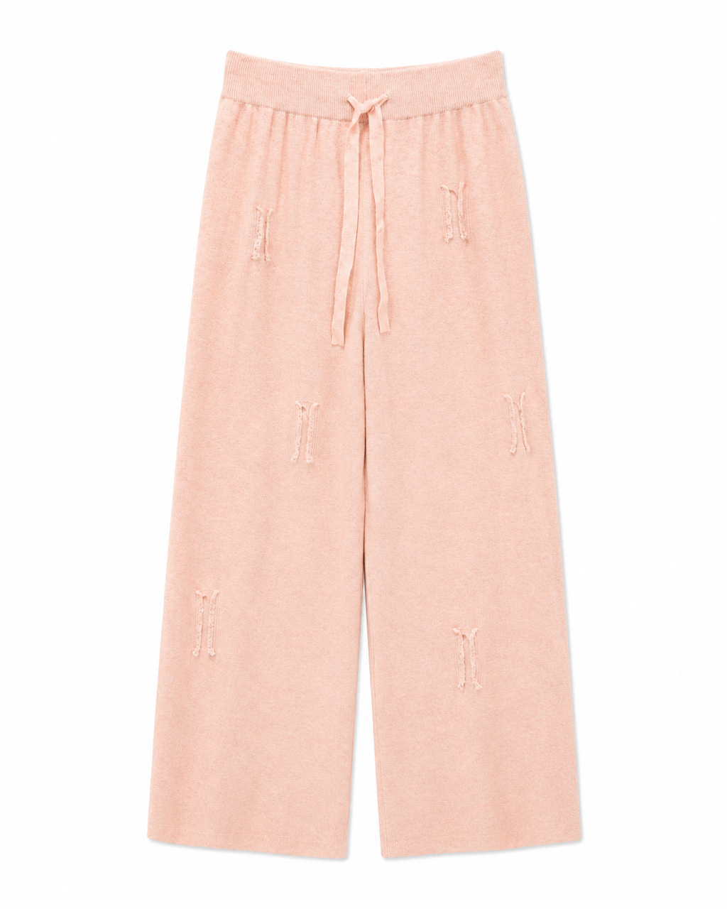 Wide-Leg Sweatpants with All-Over Stitch Detail – pink